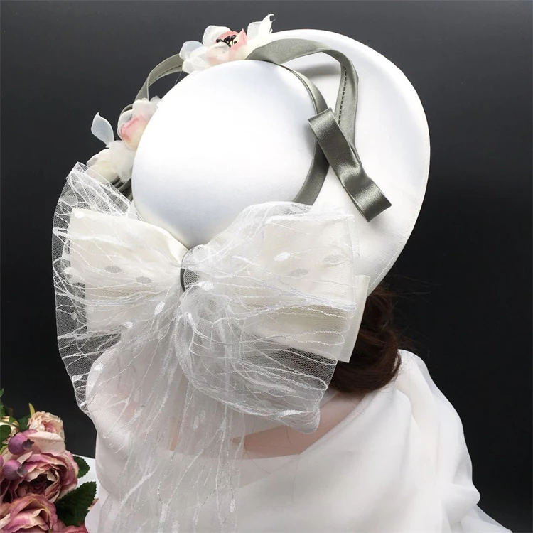 Women Fashion Elegant Head Decorate Sinamay Ladies Hats Wedding Church Wide Brim