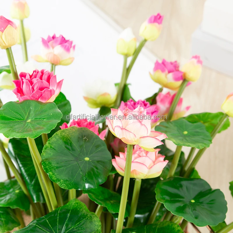 Wholesale Faux Silk Water Lily Flowers Latex Real Touch Flower Wedding Table Flower Centerpieces Artificial Lotus