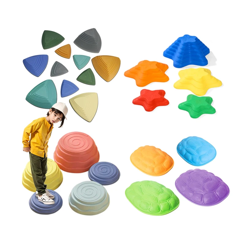Non-Slip Plastic Stepping Stones for Kids Balance Montessori Children Walk Jump River Crossing Blocks