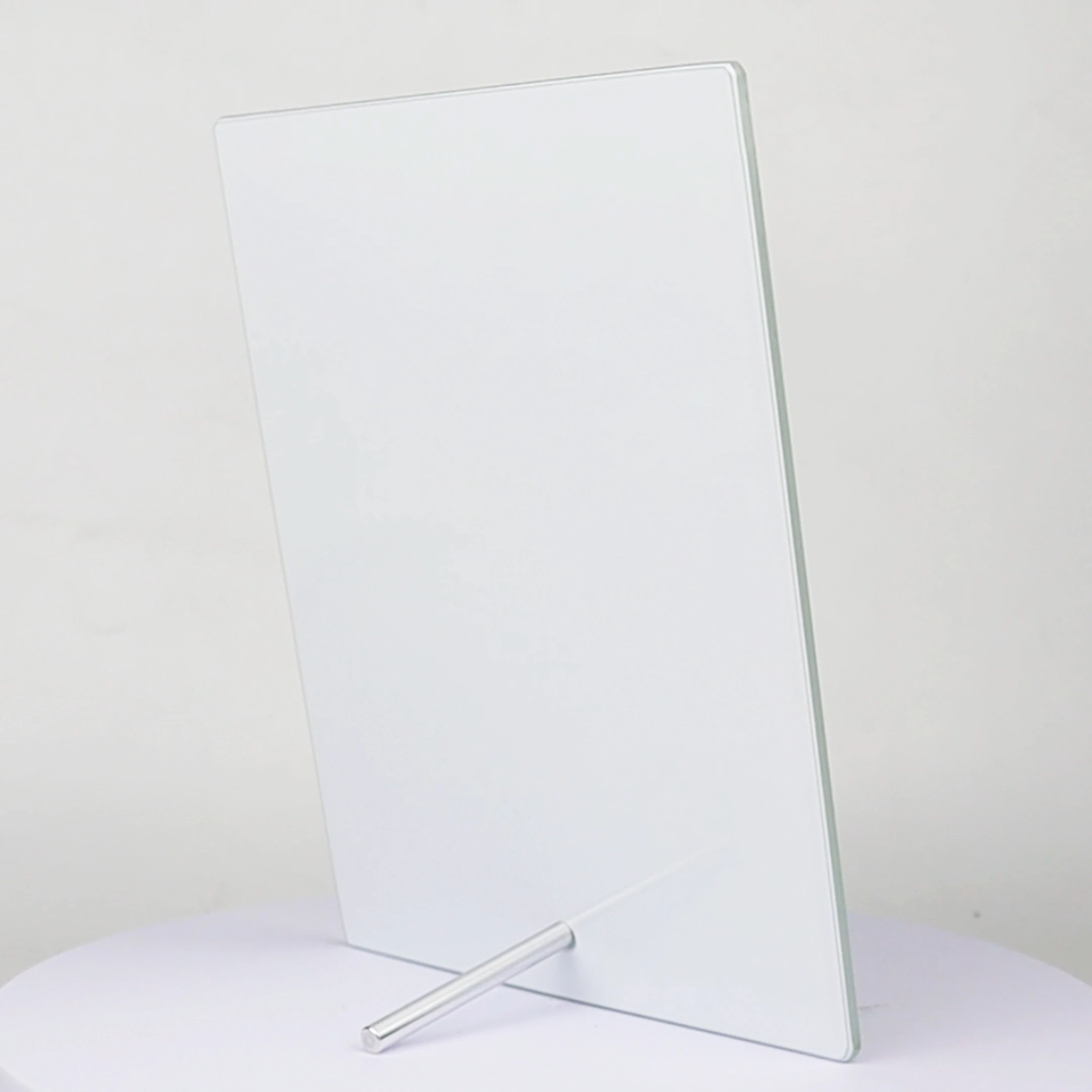 Wholesale 4mm thick 15x20cm White Blank Glass Vertical Photo Frame for Sublimate with Aluminum Bracket