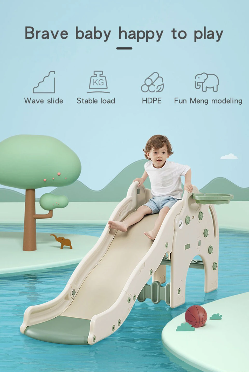 Home Use Kids Indoor Playground Slide Toddler Plastic Toy Slide for Sale