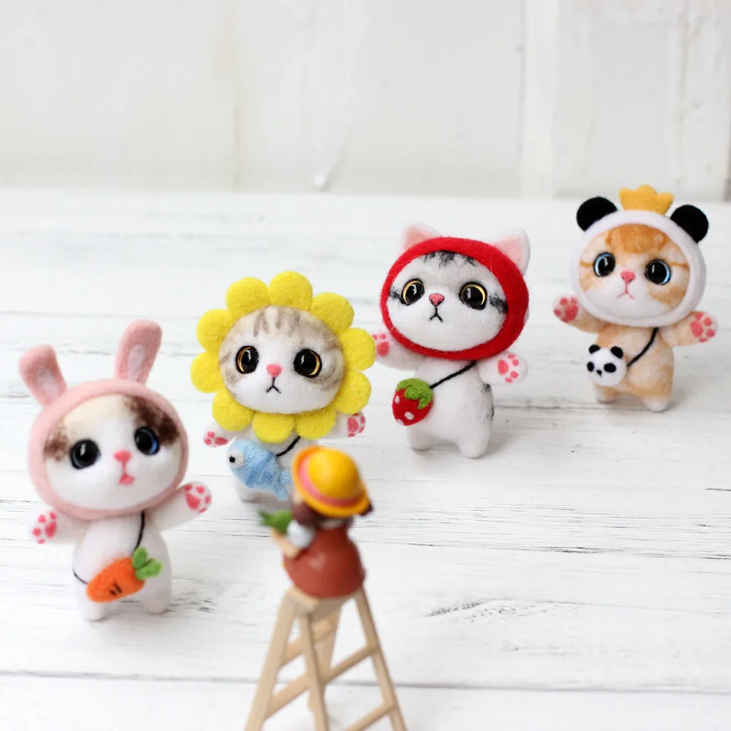 
DIY Craft Cat Animal Wool Needle Felting Kit for Kids Funny Gift  (1600103589495)