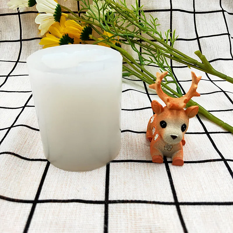 NO121 2021 Refillable 3D Stereo Animal Sika Deer Sylicon Candle Molds