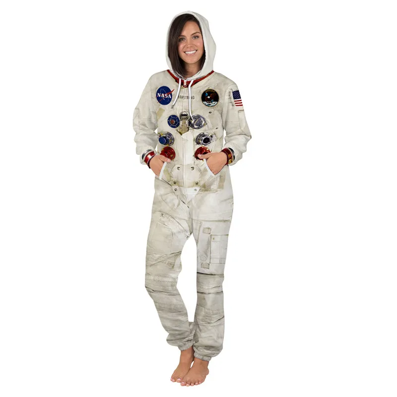 Women Men Cool 3D Simulation Lion NASA Galaxy Print Hoodies Hooded Jumpsuit Costumes Cosplay Rompers