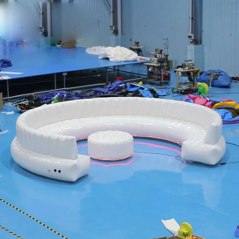 5.4m PVC Airtight Inflatable Circular Couch With Led Lights Inflatable Sofa With Inflatable Table For Adults Party Events