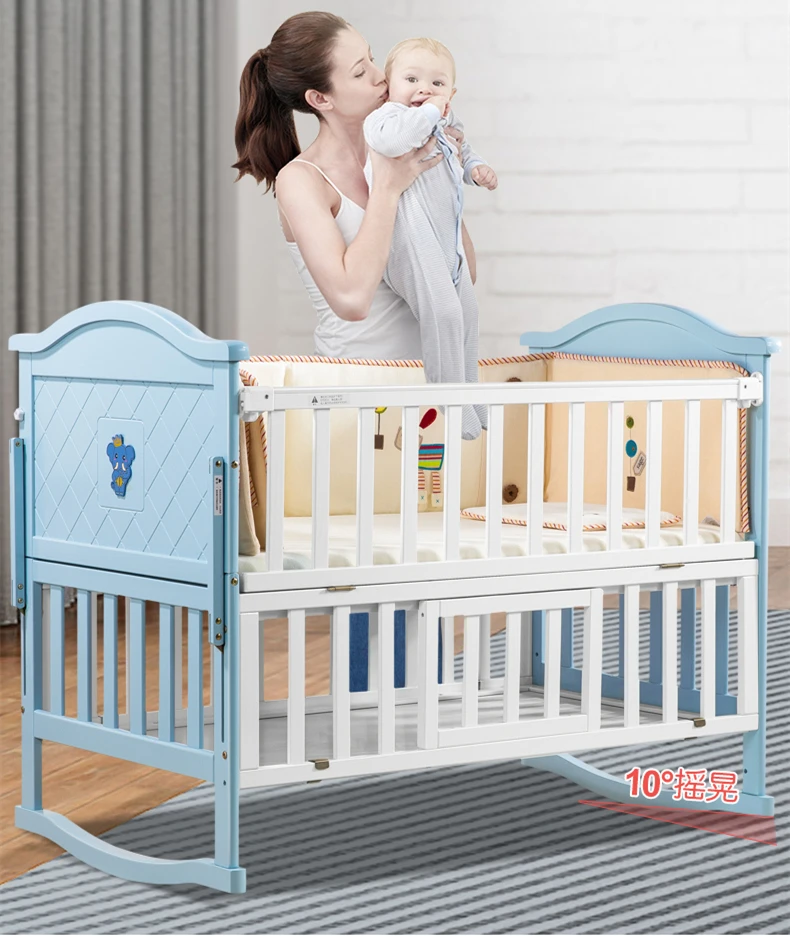 kids bed furniture wooden baby crib swing bed luxury baby cradle