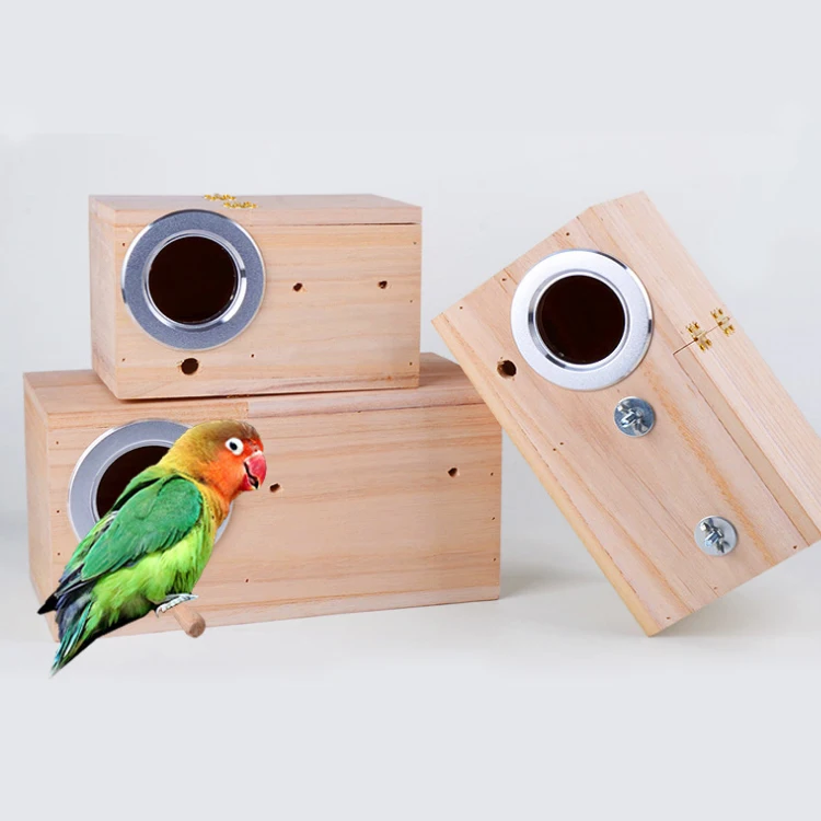 Soild Wooden Finches Canary Birds Nest House Parrot Parakeet Birdhouse Budgie Cockatiel Aviary Cages Breeding Box
