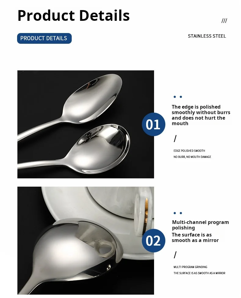 New Product Hot Sale Industrial Finish  Cutlery Stainless Steel Thickened Handle Flatware Sets For Hotel Restaurant
