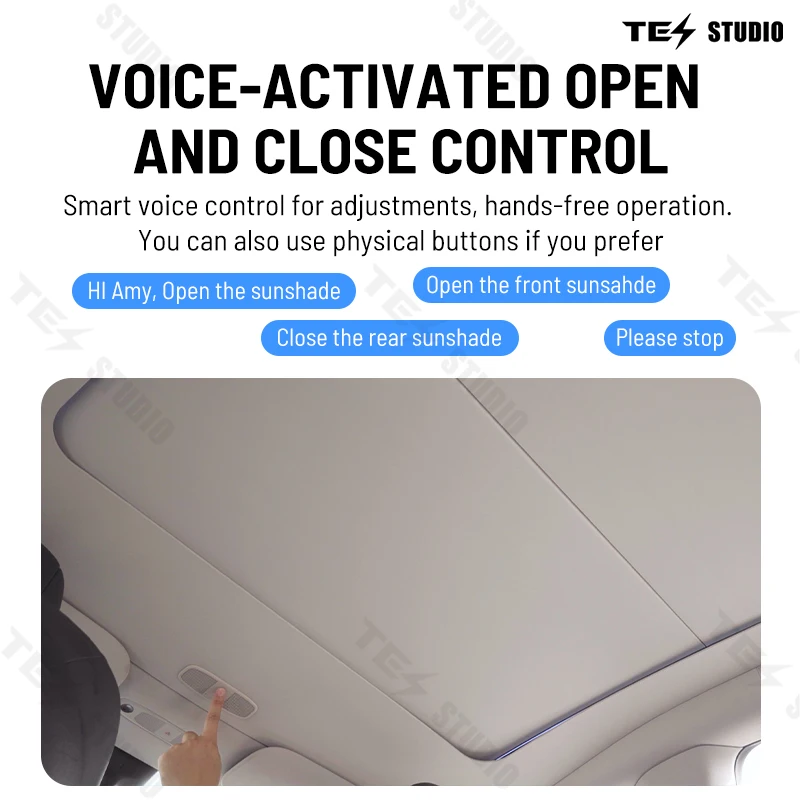 Ambient LED Light Kit On The Roof Automatic Scroll Voice  Electric Sunshade For Tesla Model Y