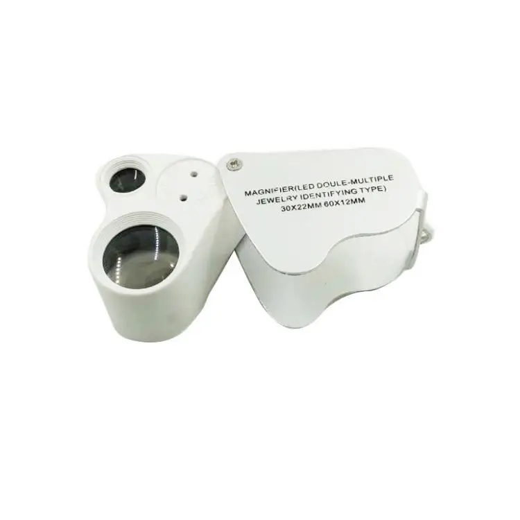 30X 60X Illuminated Jewelers Eye Loupe Magnifier Foldable Jewelry Magnifier with Bright LED Light for Gems Jewelry Coins Stamps