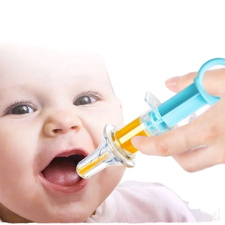 Newborn and Infant Oral Feeding Syringe Dispenser Baby Pacifier Liquid Medicine Feeder Made from Food Safe Silicon