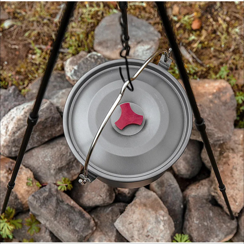 4L Kitchen Aluminum Alloy Cookware Tableware Outdoor Picnic Cooking Tourism Fishing Soup Pot Camping Hanging Single Pot