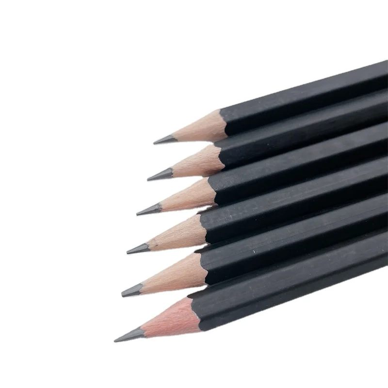 Hexagonal triangle round poplar HB 2B wooden plastic pencil with eraser