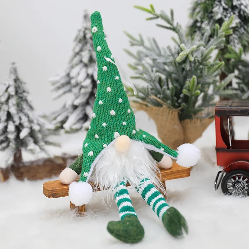 (Without battery) Christmas Decorations Glowing Led Light Santa Gnome No Face Plush Long-legged Forest Man Doll Elf