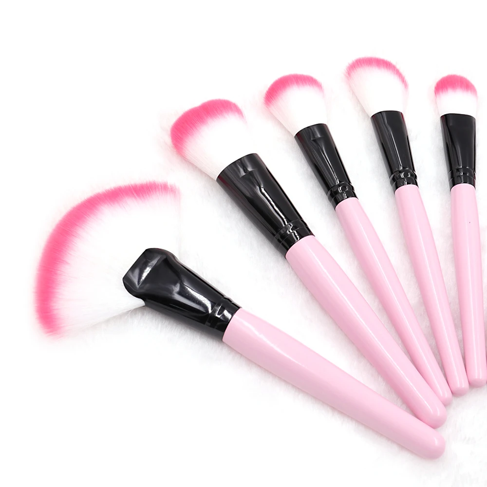 High quality Makeup Brush Pink 24pcs Face/eye Soft Dense Synthetic Hair Wood Handle Makeup Brushes Set