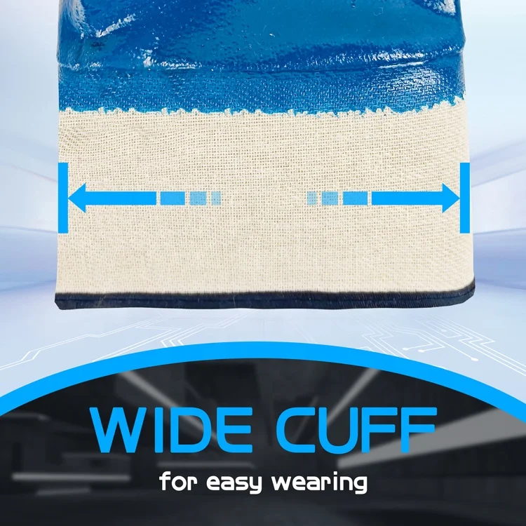 Canvas Wear-Resistant Waterproof And Oil-Proof Blue Nitrile Full Dipped Work Gloves