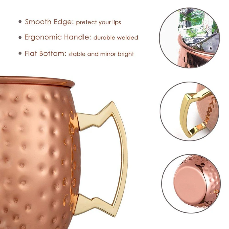 Wholesale Moscow Mule Copper Mug Sublimation Copper Plated Stainless Steel Mug Engraved Beer Drinking Mug for Bar Tools