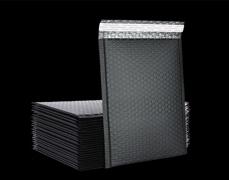 Пользовательский биоразлагаемый матовый черный пакет для почтовых отправлений, пузырчатая упаковка для конвертов