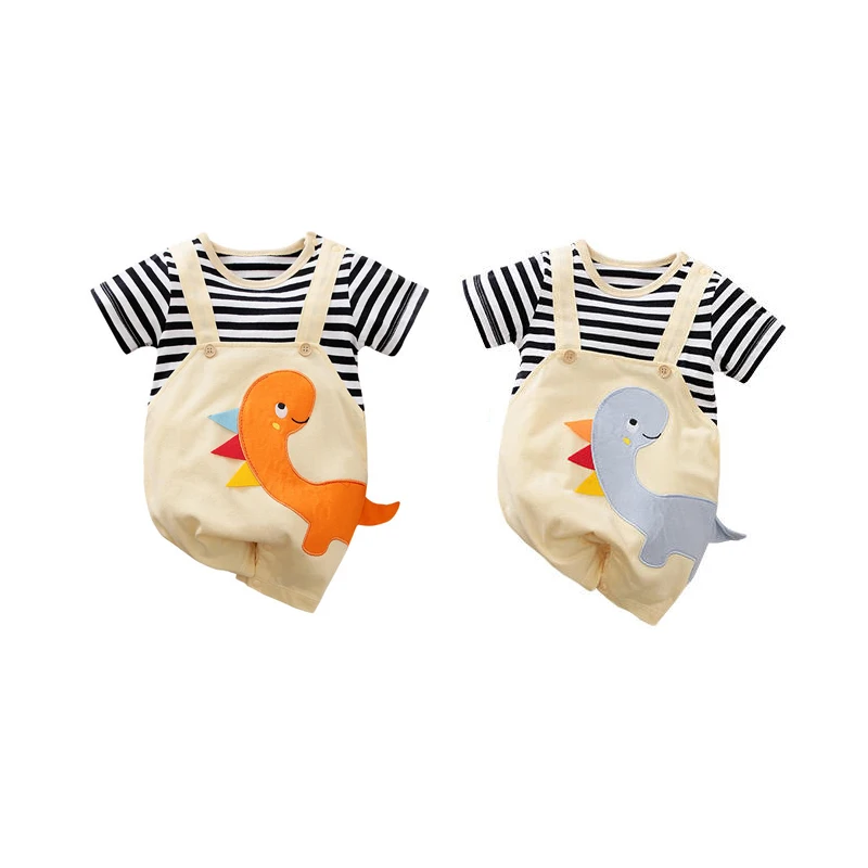 Wholesale Newborn Baby Onesie 100% Cotton Dinosaur Cartoon Short Sleeve Baby Romper
