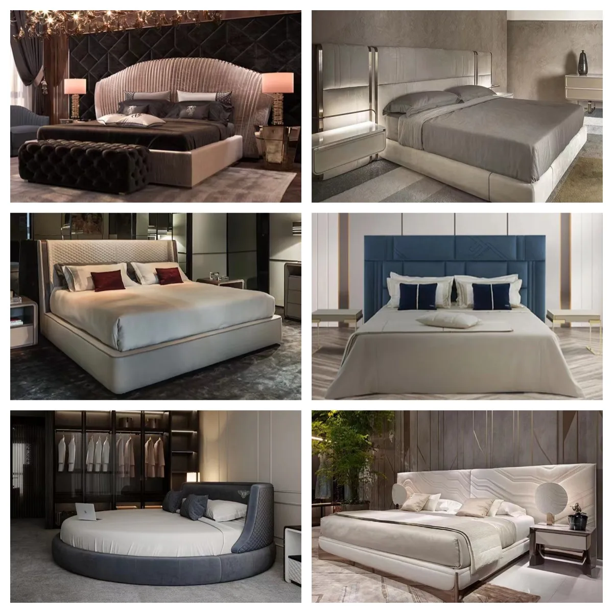  Luxury Modern Leather Upholstered Double Bed Frame Home Furniture 1 Piece Bedroom Set Customized Wooden Beds King Size Wood