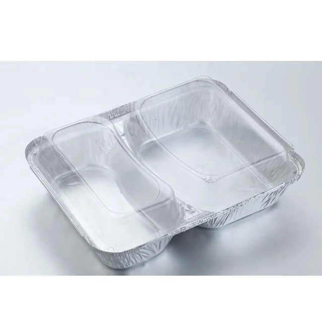 Barquettes Repas Alu Jetables -2 compartiments deep 23*18*4cm R808L,aluminium foil container with lid REC23184I-2-CA yysmallcap