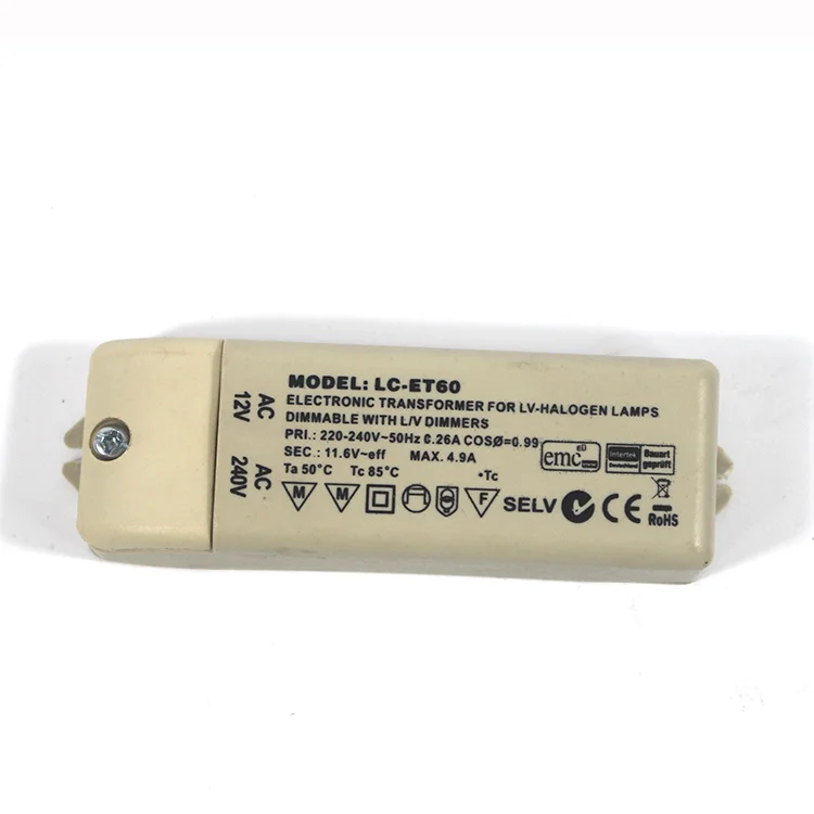 
CE ROHS Approved Dimmable LED Power Supply 60w Transformer Driver 