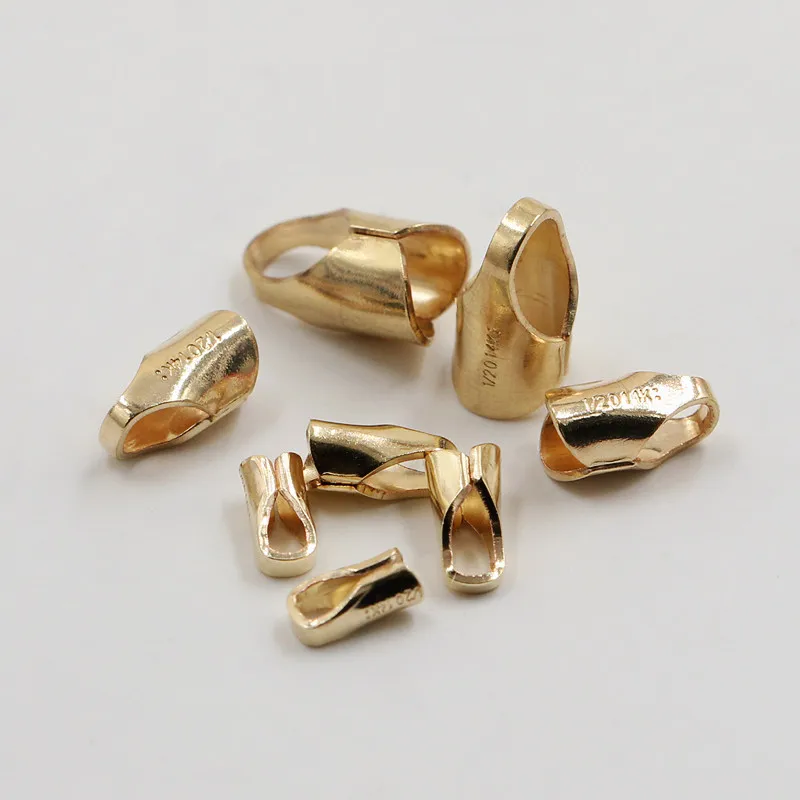 GP Leather Cord End Caps 14KGF Gold Filled Crimp Ends for permanent jewelry chains making diy making Bracelet Cord End Caps