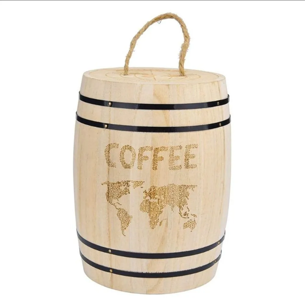 Natural Color Coffee Bean Tea Paulownia Oak Barrel Custom Different Size Wooden Barrel