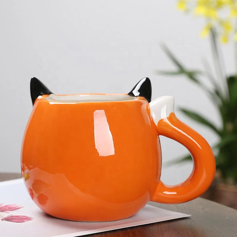 Cartoon mug fox shaped ceramic cup cute office cup breakfast milk cup personality