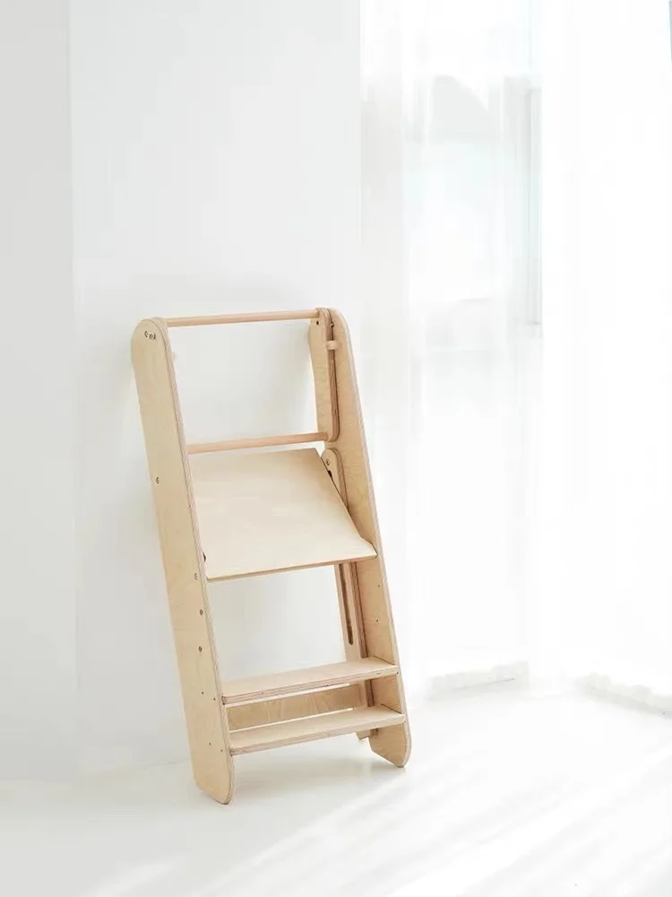 Hot-selling wooden folding step ladder stool toddler kitchen helper learning tower for kids