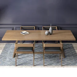 LANRAN Solid Wood Luxury Dining Table and Chairs Set 4 Home Office Furniture