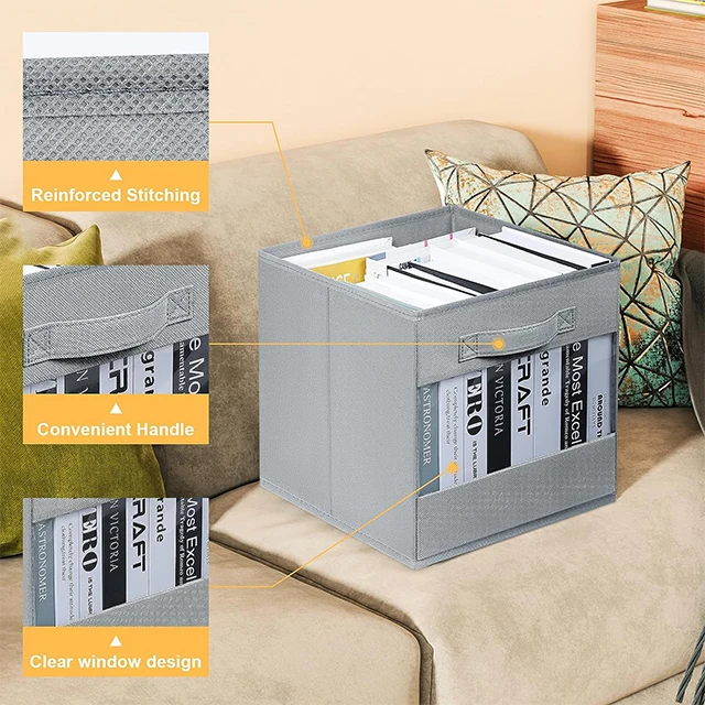 Hot Sales  Collapsible Non Wovens Fabric Cube Organizer Storage Bin Clothes Boxes With Window