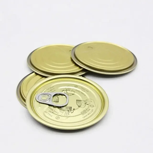 307# Tinplate Coating Easy Open End For Fish Meat Can Lid Round Lid With Pull Ring Tin Easy Open End Can Lid