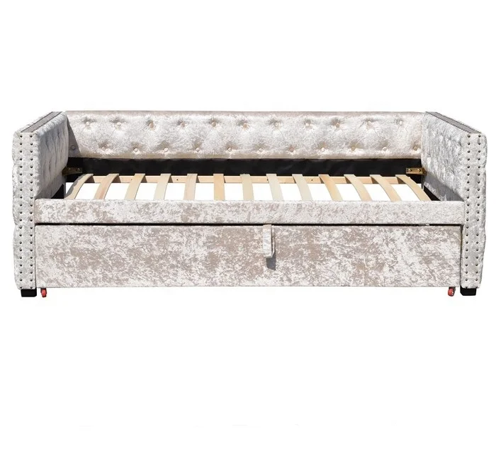 High Quality Living Room Furniture Modern Style  Crush Velvet Fabric single size Day Bed