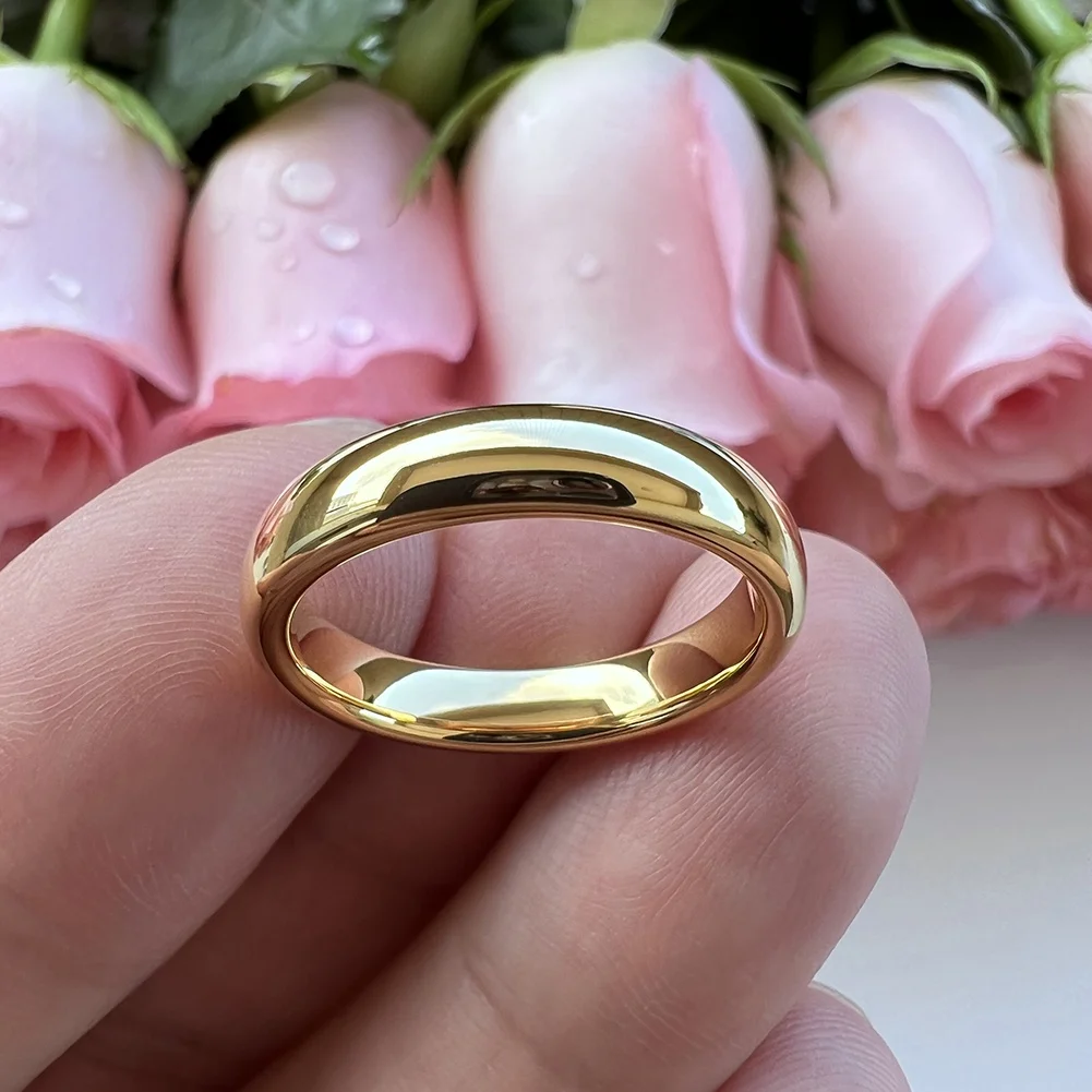 Coolstyle Jewelry Wholesale Dropshipping 4mm Gold Fashion Engagement Wedding Band Tungsten Carbide Ring for Women Men