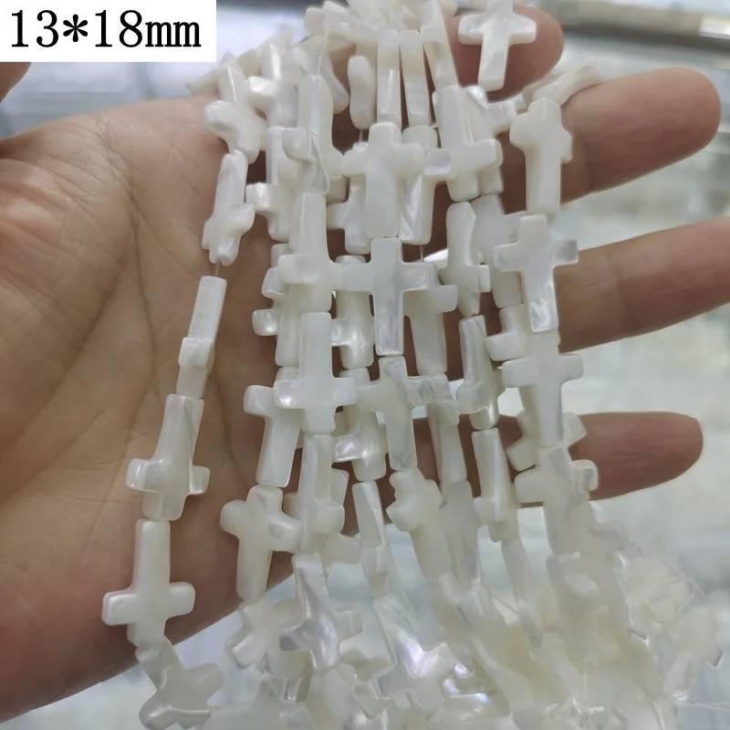 Wholesale custom natural mother of pearl shell cross beads jewelry making accessories loose gemstone