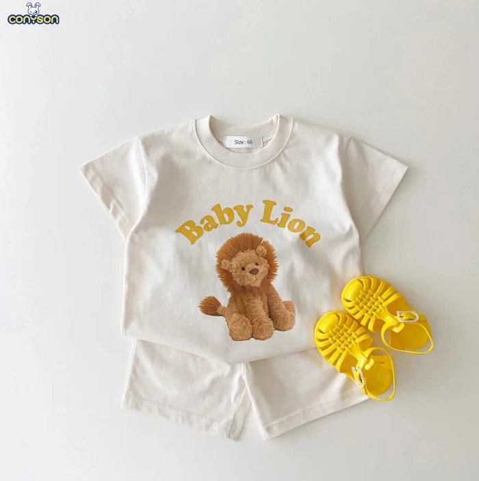 Conyson 2024 2Pcs Summer Baby Clothing Set Cotton Animal Tee and Shorts Suits Baby Girls Boys Clothes Set 1-3y Newborn Clothes