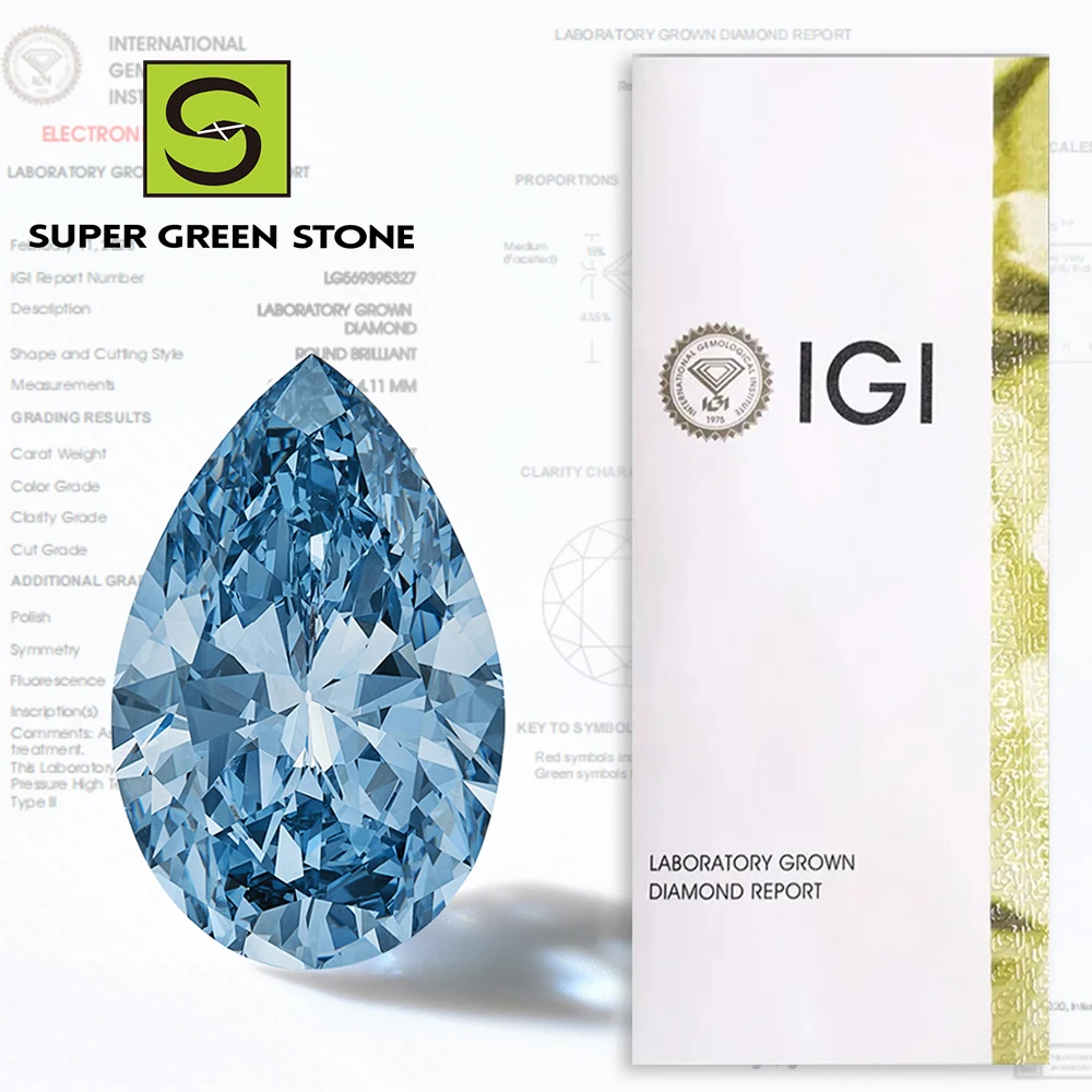 SuperGS Factory Wholesaler HPHT Lab Grown Fancy Intense Blue Diamond Loose Diamonds Higher Quality Fancy Diamond