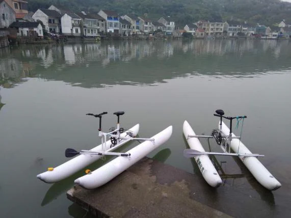 Custom Inflatable Water Pedal Bike Boat Water Sports Equipment Inflatable Floating Pedal Bicycle sea cycle water bike for Sale