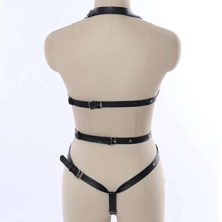 Professional Manufacturer Belted Dance Festival Carnival Costumes Punk Goth Women Harness And Leash Set