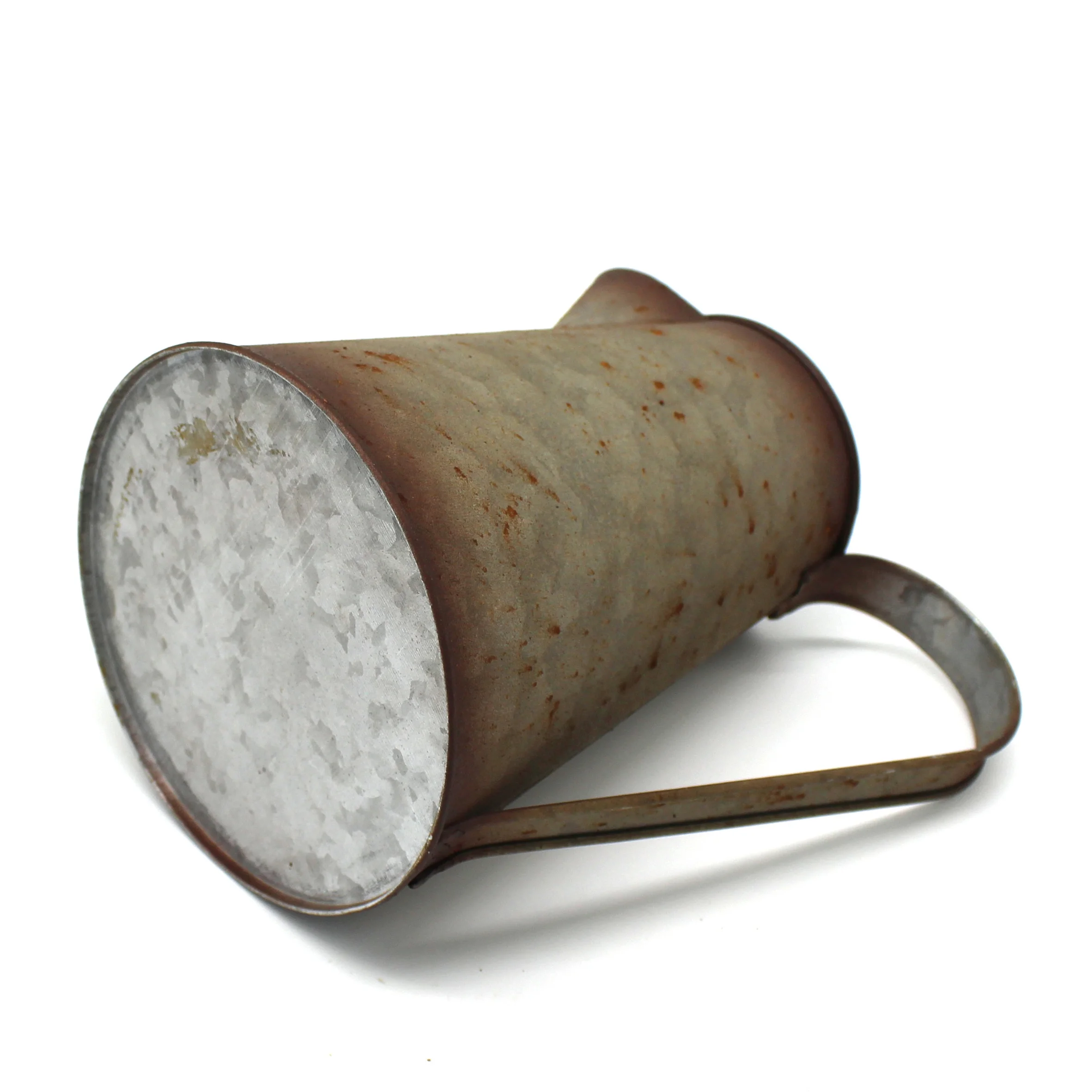 7 Inch Galvanized Metal Milk Pitcher, Old Rustic Primitive Watering Can Jug Vase for Home and Garden Decor