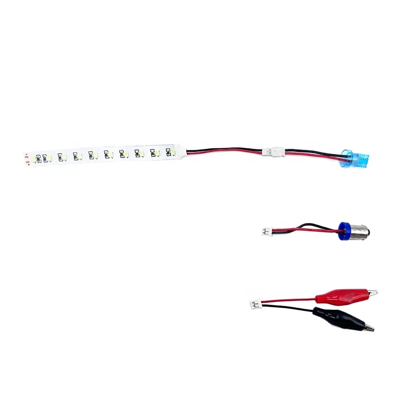 Ice Blue 4 inch 2835SMD 10 Leds 6.3V DC Pinball Game Led Bonus Strip Lights with transparent #555 #44 alligator adapters