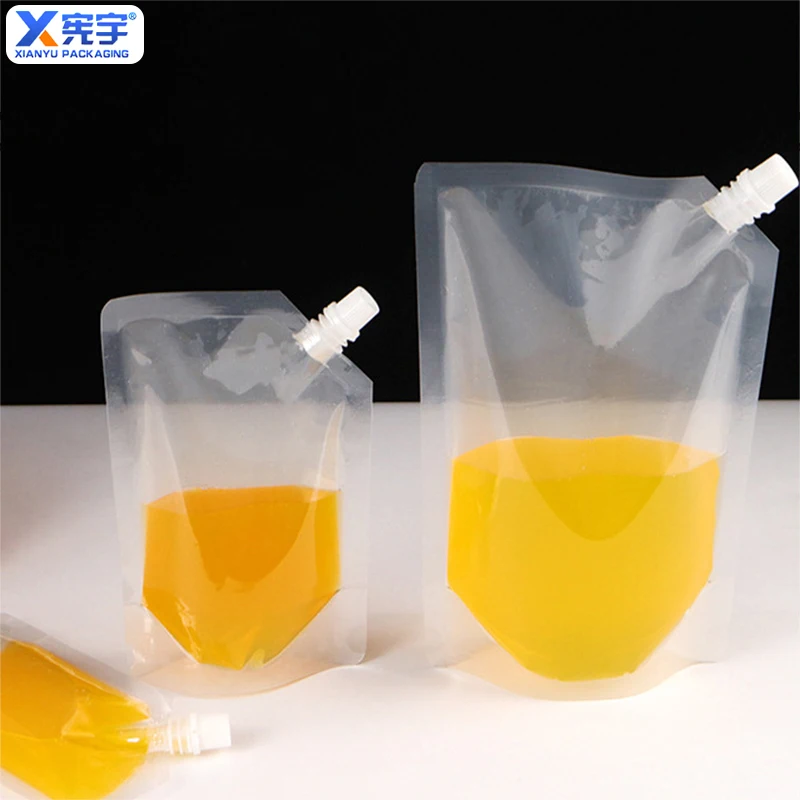 Stand Up Liquid Transparent Plastic Bag With Suction Nozzle Reusable Baby Food Bag Nozzle Bag Used For Oil And Juice