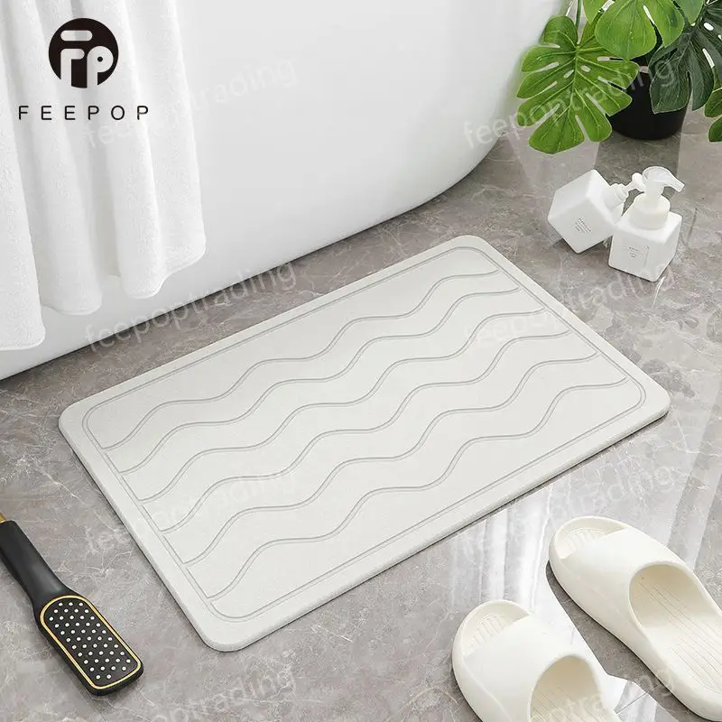 [Feepop] Stone Bath Mat Designer Diatomite Bathroom Mat