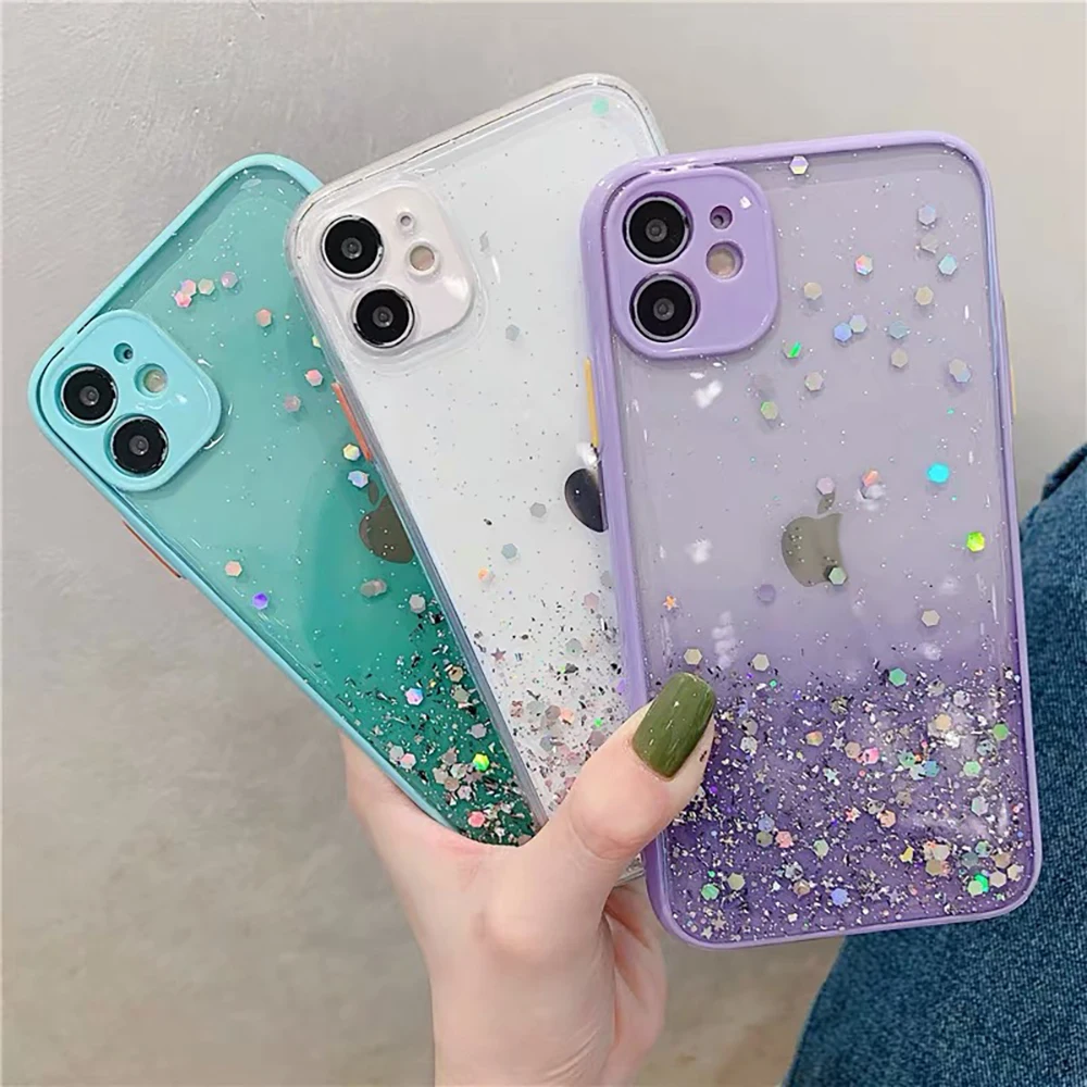 Glitter Tin foil colorful glue phone case bing deisigns shine star TPU PC covers for Samsung A51 A71 S20 FE