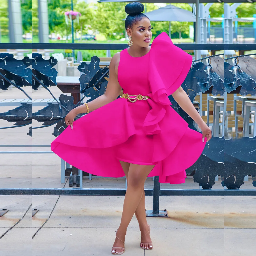 Sleeveless Summer Party A-Line Night Out Ruffles Female Club Mini Dress