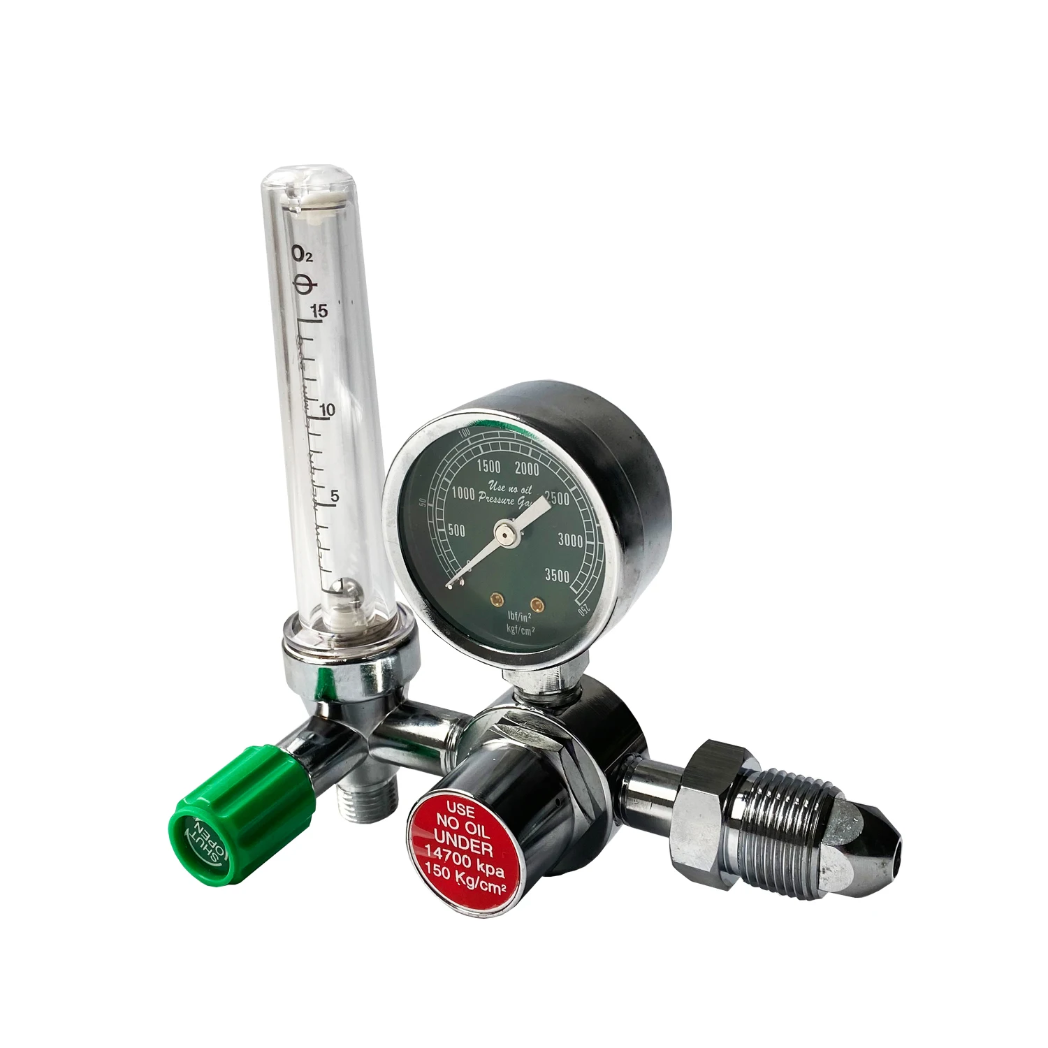 Factory price Bull Nose style connection oxygen tank regulator with humidifier bottle  0-15LPM