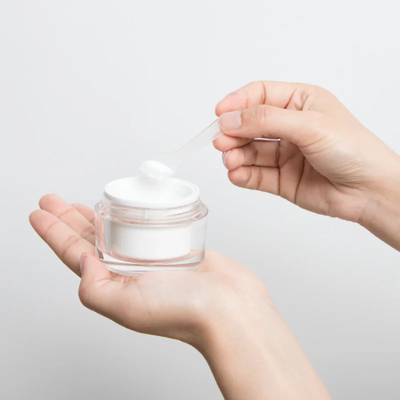 15ml 30ml Custom Acrylic Small Square Double Wall Plastic Makeup Skincare Packaging Cream Jar with Screw Cap