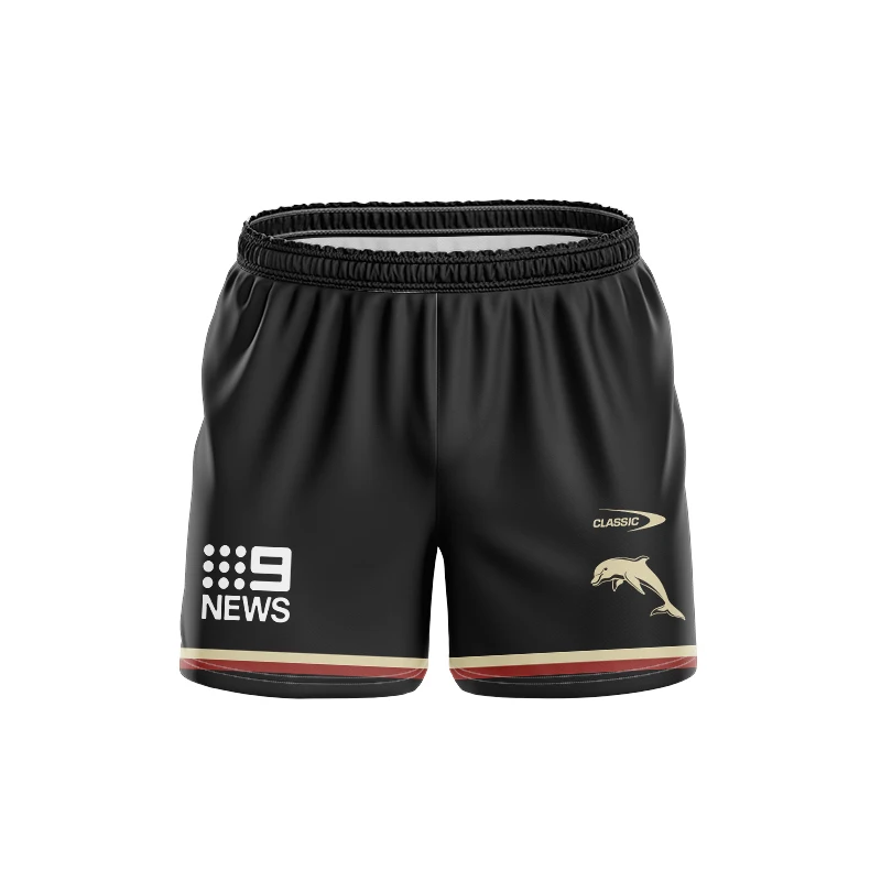 Factory Direct Polyester Woven Sublimated Wests Tigers Australia Football White Nrl League Sip Pocket Rugby Shorts