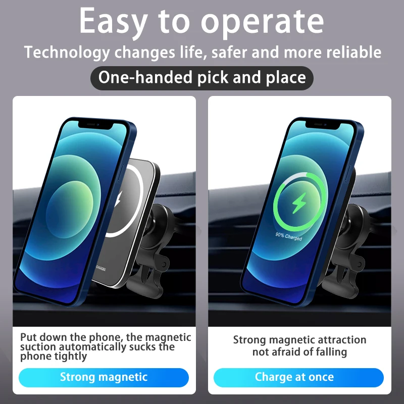 Mobile phone wireless car fast charging smart infrared sensor vent charger car phone holder 15W